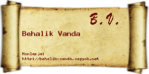 Behalik Vanda névjegykártya